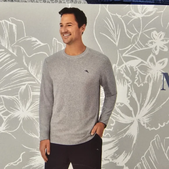 Tommy Bahama Men’s 2-Piece Relaxed Fit Lounge Set Gray & Blue Comfort Pajamas M - Picture 2 of 6